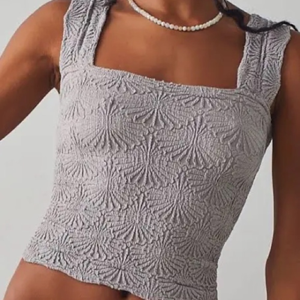 Free People Textured Gray Tank Top